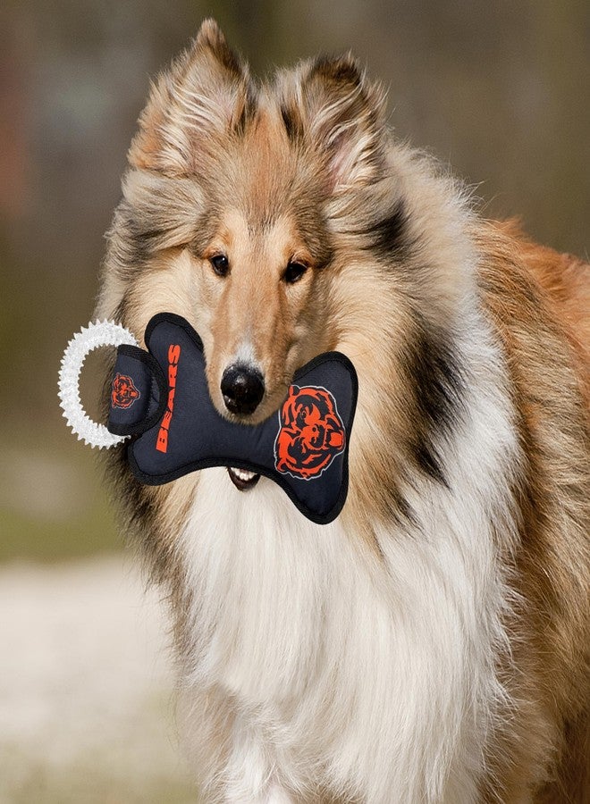 Pets First NFL Chicago Bears Dental Dog TUG Toy with Squeaker. Tough PET Toy for Healthy Fun, Teething, & Cleaning Pet's Teeth & Gum, Team Color - Image 3